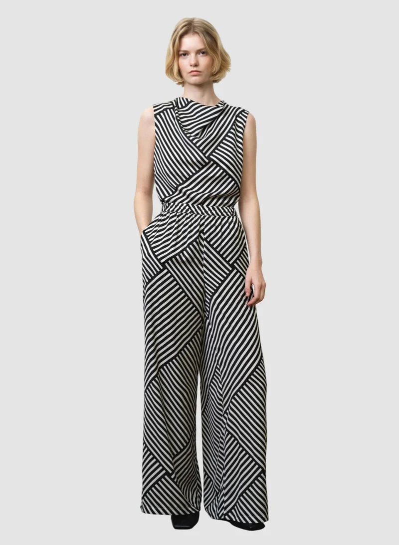 فرنش كونكشن Striped Damasco Wide Trouserser